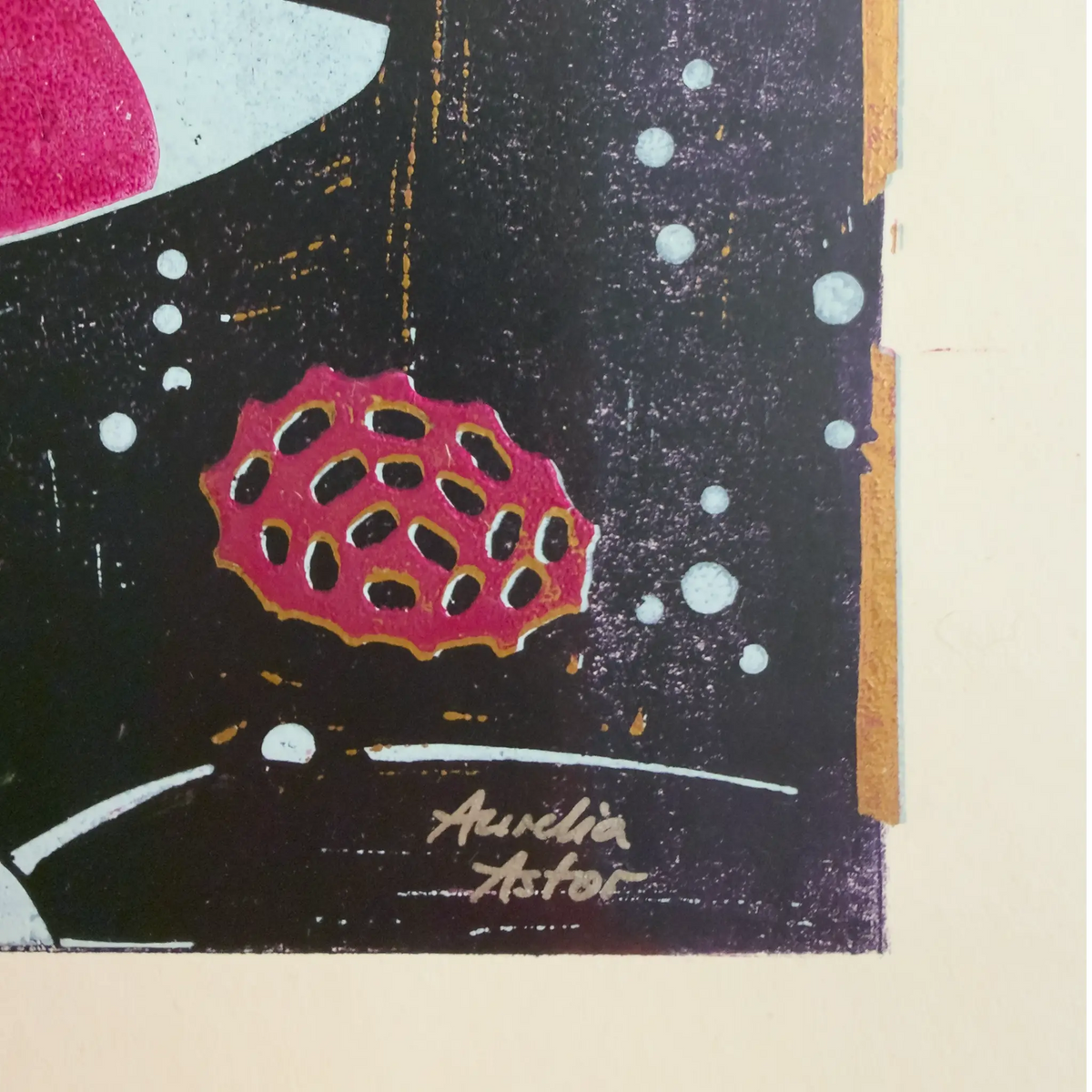 Lower right corner of the artwork Underwater Love, signed by the artist Aurelia Astor