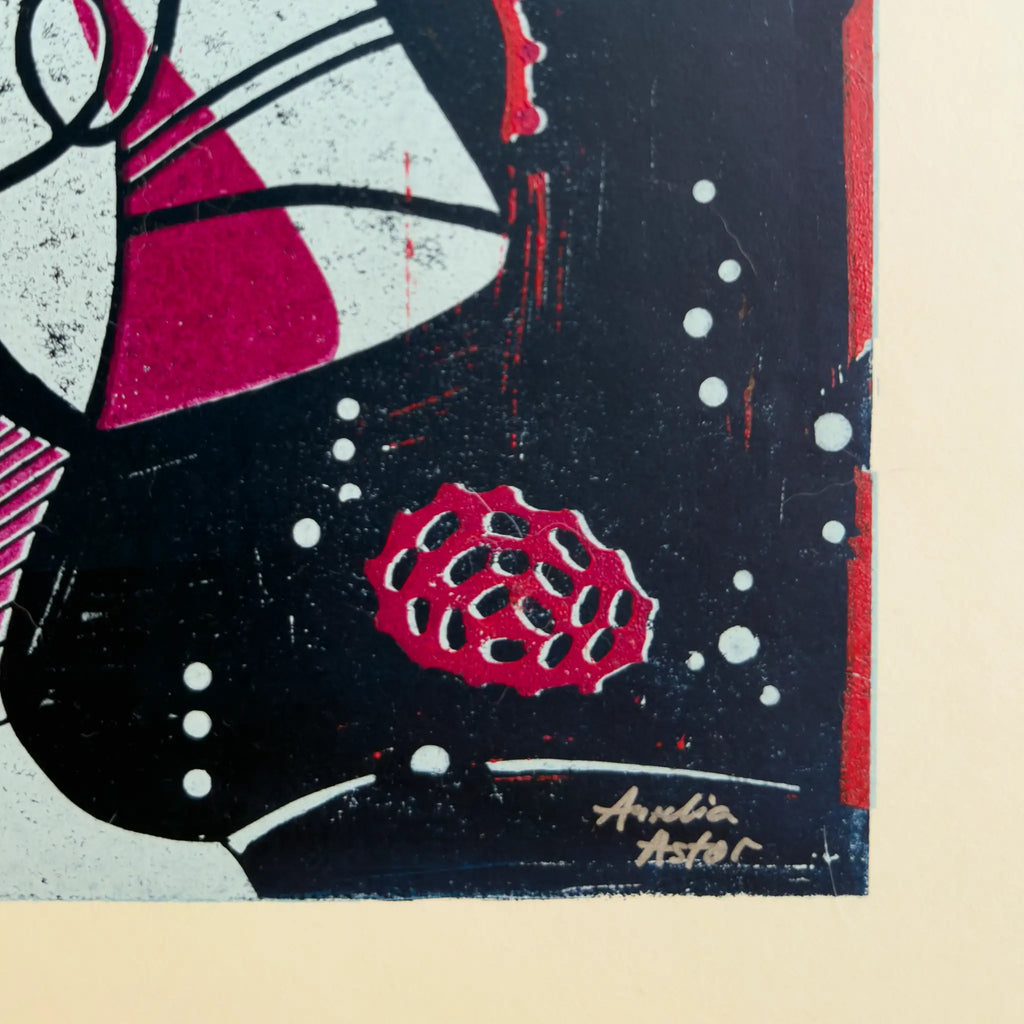 Lower right corner of the artwork Underwater Love, signed by the artist Aurelia Astor